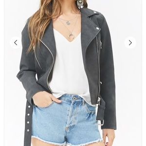 Forever 21 Faux Suede Black Moto Jacket Size Small